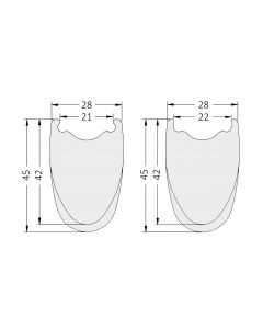 370g 700C Wavy Carbon Rims 28mm Wide 45mm Deep TC45-28W 