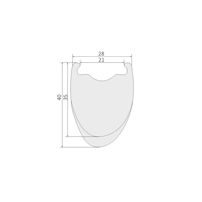 375g 700C Wavy Carbon Rims 28mm Wide 40mm Deep TC40A-28W Asymmetric