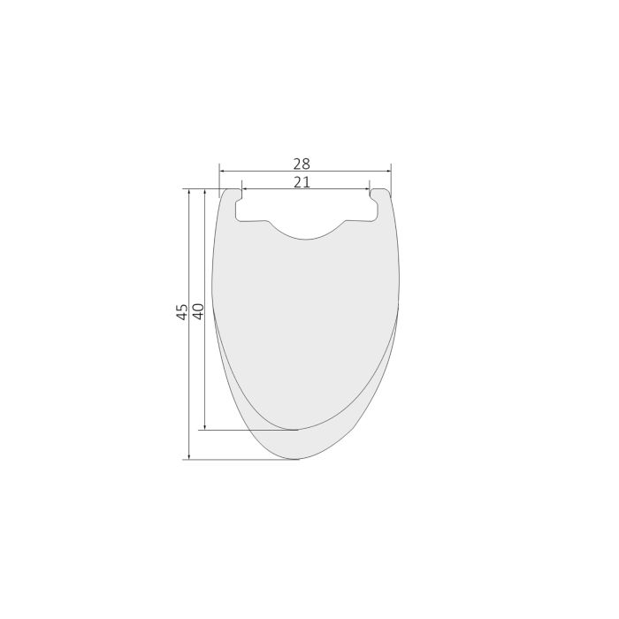 390g 700C Wavy Carbon Rims 28mm Wide 45mm Deep TC45A-28W Asymmetric